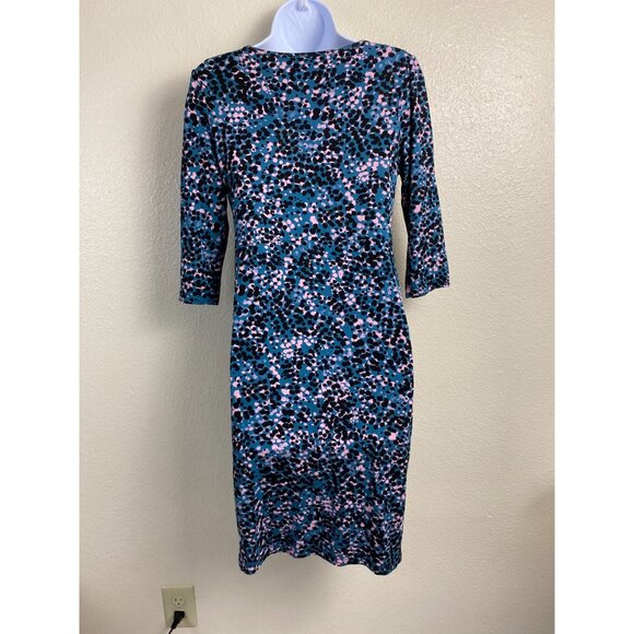 Seraphine Blue Abstract Maternity Dress Women Size 4 3/4 Sleeve Jersey Stretch - Picture 16 of 16
